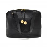 Vintage Chanel Black Caviar Leather CC Logo Shoulder Bag