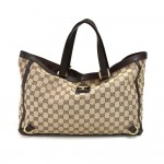 Gucci D-ring Beige GG Original Canvas & Brown Leather Tote Bag