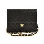 Chanel 8.5" Classic Flap Black Quilted Lambskin Leather Shoulder Bag