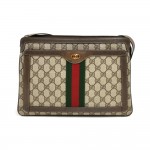 Vintage Gucci Accessory Collection Beige GG Supreme Canvas Shoulder Bag