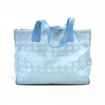 Chanel Travel Line Light Blue Jacquard Nylon Medium Tote Bag