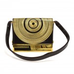 Vintage Fendi Deep Brown & Gold Circular Swirl Flap Shoulder bag