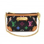 Louis Vuitton Milla Clutch PM Black Multicolor Monogram Canvas Mini Chain Bag