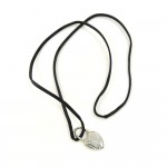 Hermes Vive L'idée Heart shaped Silver Cadena Pendant Black Leather String Necklace