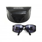 Chanel Oversized Rhinestoned CC Logo Black Sunglasses-02461