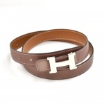 Vintage Hermes Constance Brown Reversible H Belt 24 mm-Size 75