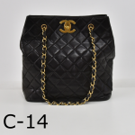 C-14 Chanel Black Quilted Caviar Leather Medium Shoulder Tote Bag