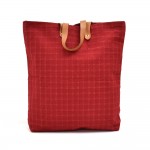 Hermes Ahmedabad Red Cotton Canvas & Brown Leather Tote Bag