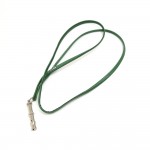 Hermes Silver-Tone Ultrasonic Dog Training Whistle Green Leather Necklace