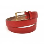 Gucci Red Diamante Leather & Gold-tone Buckle Belt - Size XL 110/44