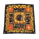 Hermes Musique Des Dieux by Claudia Stuhlhofer Mayr Black Multicolor Silk Scarf 90