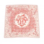 Hermes Mosaique Au 24 by Benoit Pierre Emery Taupe & Red Silk Scarf 90