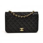 Vintage Chanel Classic Black Quilted Leather Shoulder Flap Bag Ex