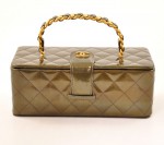 Chanel Green Patent leather Vanity Cosmetic Bag CC A743