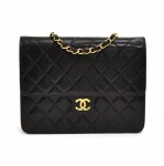 Chanel 8.5" Classic Flap Black Quilted Lambskin Leather Ex Shoulder Bag