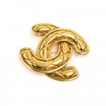 Vintage Chanel Jumbo Quilted Gold-tone CC Logo Brooch Pin