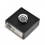 Chanel Black & White Round Bullseye & CC Logo Resin Ring-Size JP12 US6.5
