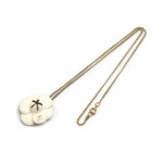 Vintage Chanel White Enamel & Gold-tone hardware Camellia Flower Necklace-2002