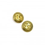 Vintage Chanel Round Geometic Background CC Logo  Earrings