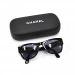 Vintage Chanel Classic Wayfarer Style Black with Gold CC Logo Sunglasses 02462
