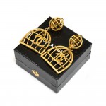 Vintage Chanel Gold-tone Bird Cage & CC Logo Earrings