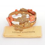 Louis Vuitton orange x gray vernis  flower leather belt  L961