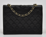 E-15 Chanel Black Quilted Leather Shoulder Flap Bag