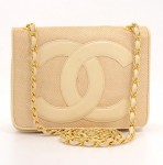 Vintage Chanel Beige Straw x Leather Shoulder Bag Gold Chain CC
