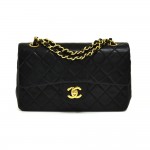 Chanel Classic 9" Classic Double Flap Black Quilted Leather Shoulder Bag