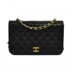 Vintage Chanel Classic Single Flap Black Quilted Leather Shoulder Bag Ex