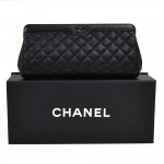 Chanel Black Quilted Crinkled Calfskin Leather Long Clutch