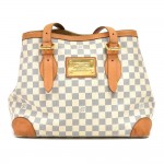 Louis Vuitton Hampstead MM White Azur Damier Canvas Tote Shoulder Bag