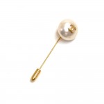 Vintage Chanel Pearl and Gold-tone hardware CC Logo Brooch Pin