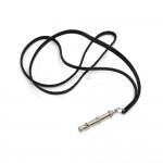 Hermes Silver-Tone Ultrasonic Dog Training Whistle Black Leather Necklace