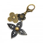 Louis Vuitton Rock Flower Black Resin & Antique Brass Keychain / Bag Charm