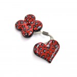 Louis Vuitton Red Hand Painted Leopard Heart & Clover Ceramic Hair Tie Accessory