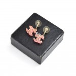 Chanel Pink Lucite CC Logo & Multicolored Crystal Stone Earrings