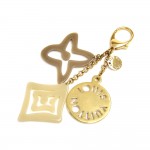 Louis Vuitton Tahitienne Gold Taupe & Off-White Logo Bag Charm / Keychain