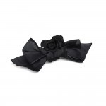 Vintage Chanel Black Camellia & Large Ribbon Bow Barrette Hair Accessory