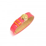 Louis Vuitton Good Luck Neon Pink & Orange Vernis Monogram Leather Bracelet -Limited ed