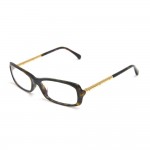 Chanel Tortoise Shell Style & Gold CC Logo Engraved Rectangular Eyeglasses- 3218-A c.714