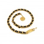 Vintage Chanel Gold-Tone Chain & Leather CC Logo Medallion Waist Belt 1980s