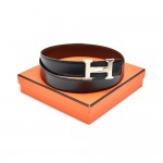 Hermes Constance Black & Brown Reversible Waist Belt 32 mm-Size 80