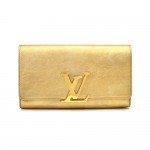 Louis Vuitton Louise Gold Metallic Calfskin Leather Clutch Bag