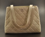 Chanel Bag Quilted Leather In Light Gray CC A126