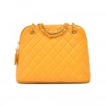 Vintage Chanel Yellow Quilted Caviar Leather Chain Shoulder Bag
