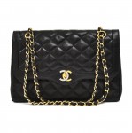 Vintage Chanel Classic Paris Limited 10" Double Flap Black Quilted Leather Shoulder Bag