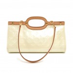 Louis Vuitton Roxbury Drive White Perle Vernis Leather Handbag + Strap