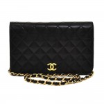 Vintage Chanel 9" Classic Ex Black Quilted Lambskin Leather Shoulder Flap Bag