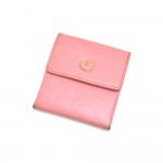 Chanel Pink Calfskin Leather Enamel CC logo Button Mini Coin Case